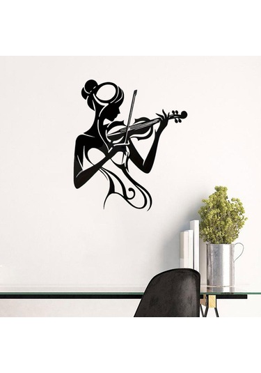 Homyl Kemancı Kadın Silüet Sanatı Duvar Askısı Banyo İçin 26x30cm