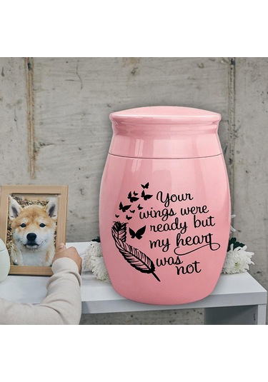 Homyl Çinko Alaşım Pet Urns Konteyner Kavanoz Yaprak-pembesi Altın