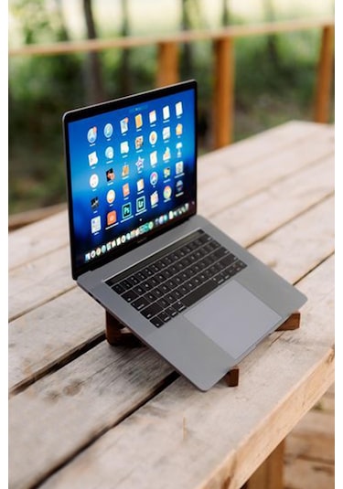 Taşınabilir Ahşap Laptop. Tablet. Telefon Standı. Laptop Notebook Siyah