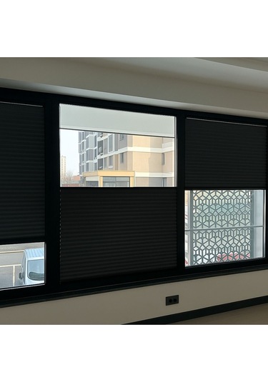 Perdema Yapışkanlı Jalvolin Plise Cam Balkon Perdesi - Ofis Perdesi - Mutfak Perdesi - Salon Perdesi Antrasit