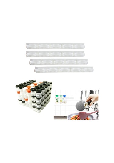 Vkemall 8 Adet Beyaz Plastik Baharat Şise Rafı - Mekan Tasarrufu İçin Çok Yönlü Tutucular, Mutfak Ve Banyo Düzenleme Beyaz