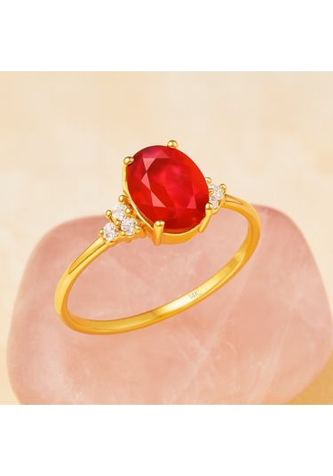14 Ayar Altın Yakut Taşlı Nişan Yüzüğü