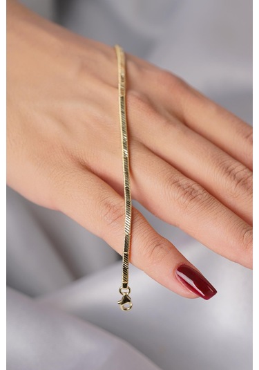 14 Ayar Altın Kalem Desenli Ajda Bileklik - Blk8100 Beyaz Altın