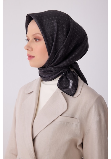 Belli Twill İpek Eşarp 4317-86 Siyah, Füme Siyah - Füme