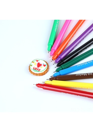 Hombey Gönüllü Pasta Boyama Kalemi 0.7mm Çift Uçlu Yenilikçi 10 Renkli Paketli Yiyecek Dereceli Fırın Malzemesi