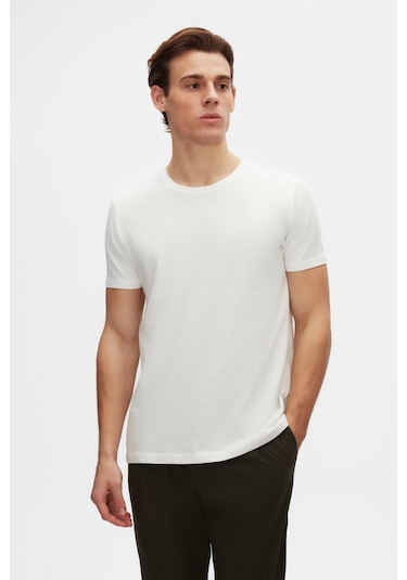D's Damat Ds Damat Slim Fit Beyaz Bisiklet Yaka %100 Pamuklu Nefes Alabilen T-shirt 4hc141996753m Beyaz