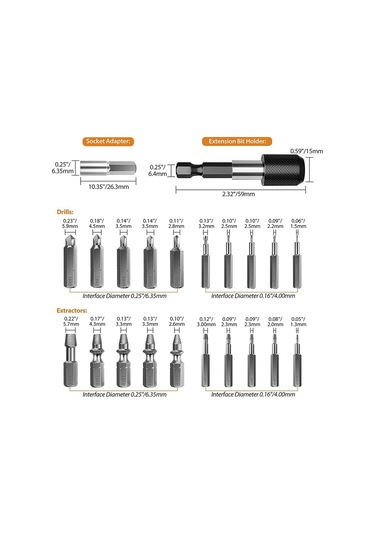 Tangshopping Kırık Vida Sökme Seti-22 X Kolay Çıkarılabilen Vida Çıkarma Seti-gri