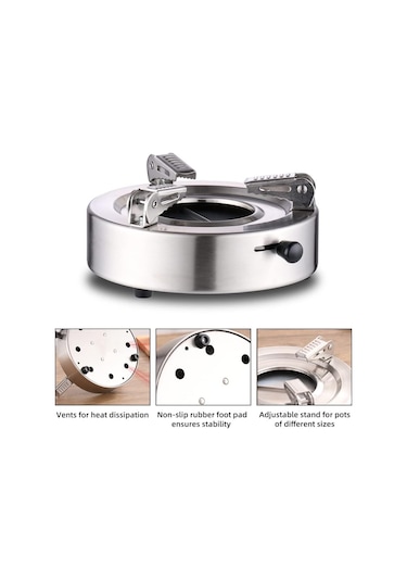 Açık Mini Soba Paslanmaz Çelik Fırın Ayarlanabilir Ateş Gücü Rüzgar Kampı Kamp Barbekü İçin Hot Hot Dış Mekan Pişirme Silyvery Gümüş