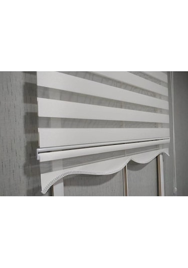 Bambu Beyaz Zebra Perde Etek Dilimli  Alüminyum Kasa Beyaz 10 x 100