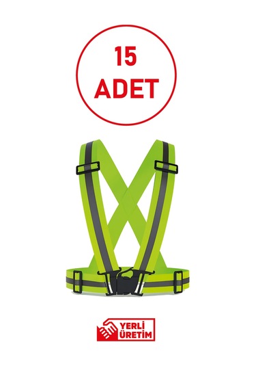 Pratik Fosforlu İkaz Yeleği 15 Li Paket Reflektörlü, Hafif Ve Rahat Güvenlik Yeleği
