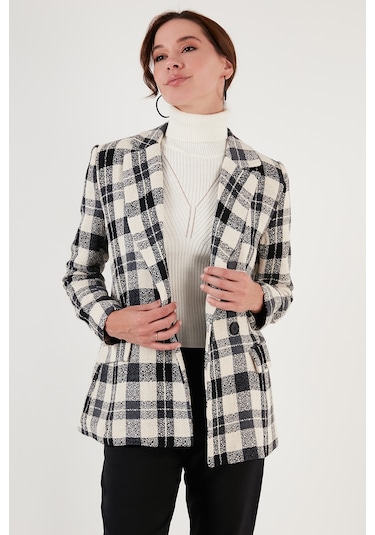 Lela Regular Fit Kruvaze Yaka Tüvit Blazer Bayan Ceket 611Ce0310 Siyah