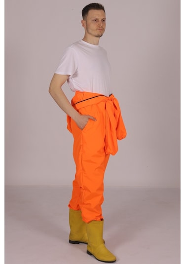 İşçi Tulumu  Yağmurluk Çiftçi Bahçıvan Kuaför Laboratuvar Sıvı Geçirmez Terletmez Kumaş Turuncu