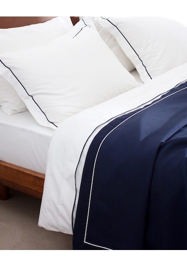 Caline King Size %100 Pamuk Pikeli Nevresim Takımı - Beyaz/lacivert 8684427124802 Çok Renkli