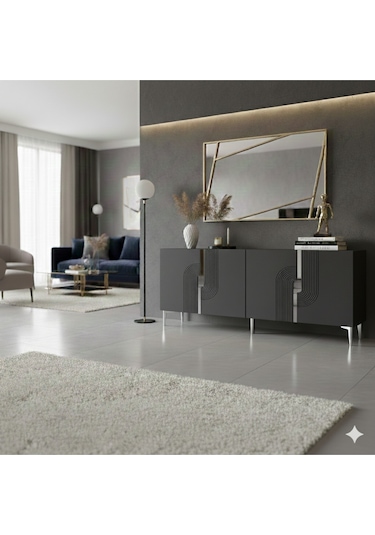 Ka1804as Meyra180 Konsol, Kahve Köşesi, Tv Sehpası Antrasit-sılver 180cm Antrasit-sılver Ka1804as Meyra180 Konsol, Kahve Köşesi, Tv Sehpası Antrasit-sılver 180cm Antrasit-sılver
