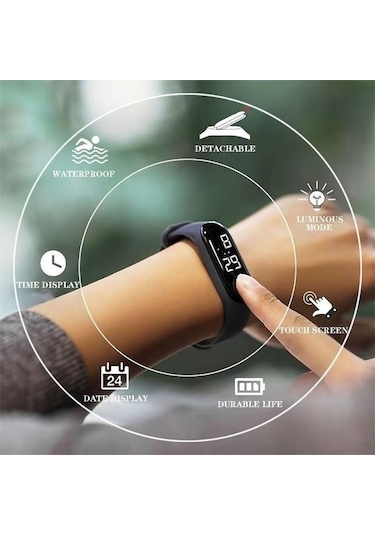 6 Renk Led Dijital Saat Dokunmatik Ekran Bilek İzle Bilezik Spor Rahat Elektronik Saat Spor Saat