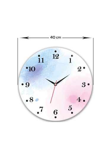 Decorita Cam Saat | Water Color Effects | Çap40cm Çok Renkli