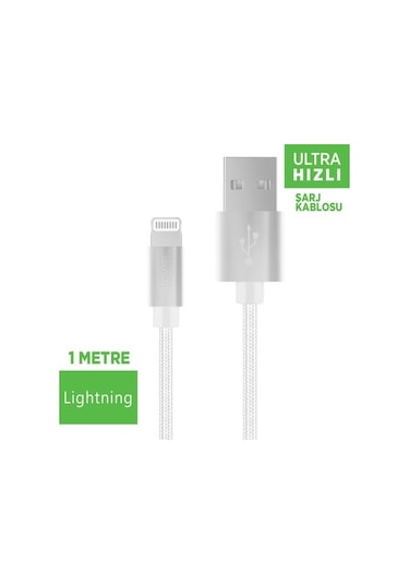 Polosmart PSM06 Lightning Hızlı Şarj Kablosu 1 M Beyaz