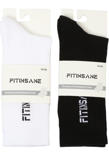 Premium Performance Crew Unisex 2'li Paket Siyah-beyaz Spor Çorap Siyah - Beyaz