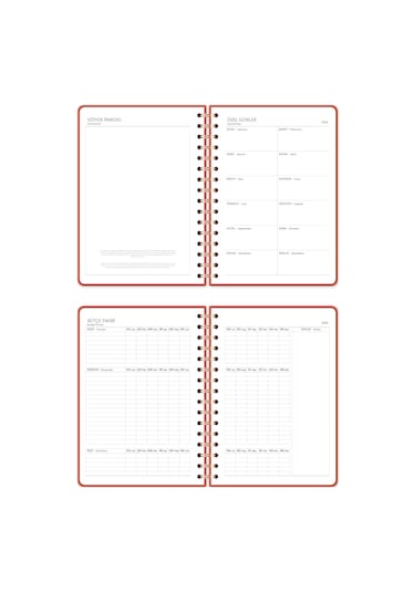 2026 A5 Spiralli Keten Haftalık Ajanda 12 Aylık - Mercan Mercan