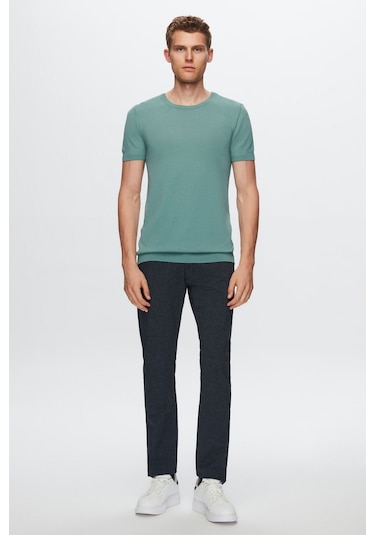 D's Damat Slim Fit Mint Düz Örgü Rayon Örme T-Shirt 0Ef069421003M Mint