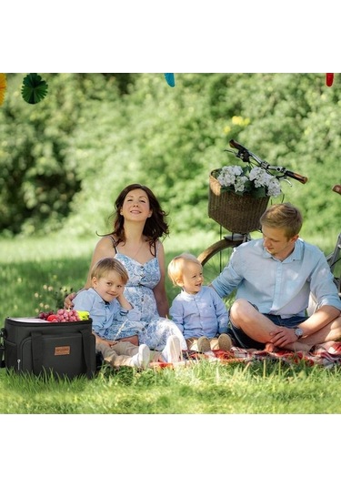 Fortunelane 15l Isı Yalıtımlı Çanta, Leakproof Su Geçirmez 600d Oxford Bezi, Ofis & Piknik İçin Taşınabilir Besin Çantası - Siya Siyah