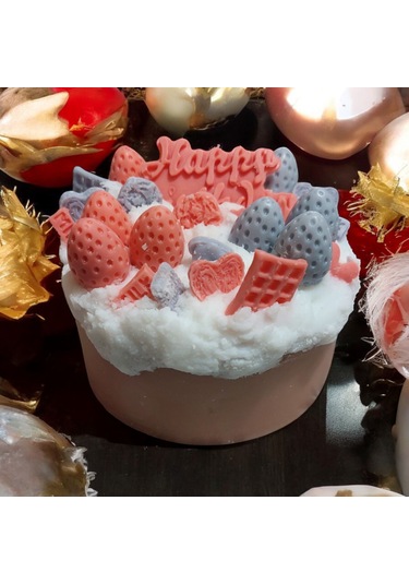 "sevimli Doğum Günü Pastası Şeklinde Soya Mumu - Dekoratif Mum