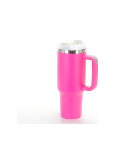 Jzcat Saplı Araba Kolçak Kutusu 304 Paslanmaz Çelik Büyük Kapasiteli Termal Kupa - Pembe