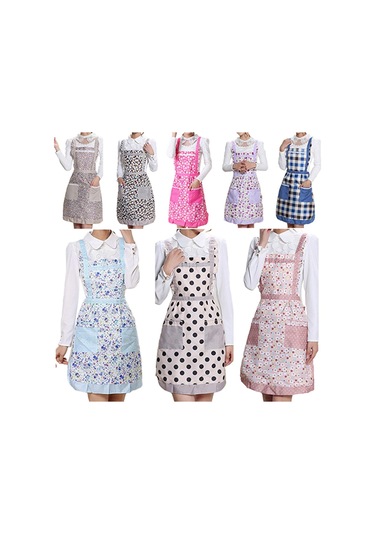 Kadın Önlüğü Rahat Aşçı Şef Çiçek Cep Mutfak Restoran Prenses Önlüğü 9