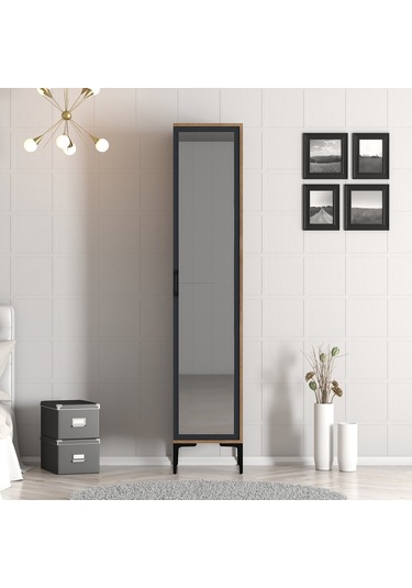 Variant Kumsal 1 Kapılı R Gardrop - Ceviz / Antrasit