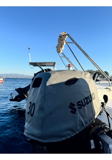 Tekne Motor Kılıfı Dıştan Takma Marin Deri Suzuki 30 Hp