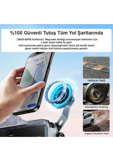 Ga92 Mag-safe Ekran Üstü Elektrikli Araç Telefon Tutucu 1,7 Cm Kadar Tüm Ekranlar Araba Notebook Monitör Tamamı Metal Kasa -