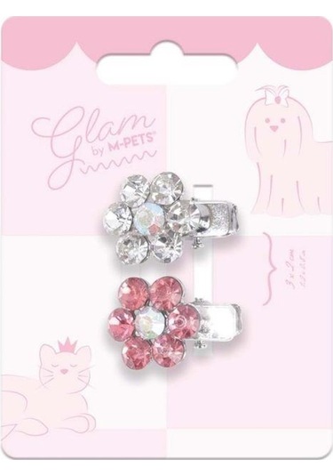 M-pets Glam Çiçekli Kedi Ve Köpekler İçin Aksesuar Toka Pembe Beyaz Pembe
