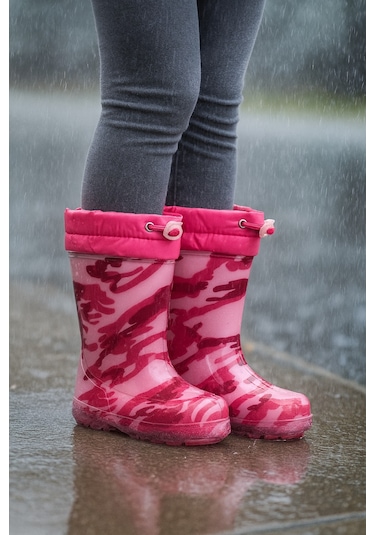 Unisex Çocuk Kamuflaj Desenli Yağmur Çizmesi