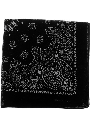Homyl %100 Pamuk Baskılı Bandana Baş Şal Eşarp Saç Siyah Siyah