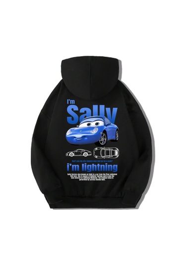 Brz Kids Unisex Çocuk Sally Arabalar Hoodie Siyah