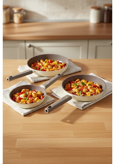 Bernardo Chef Döküm 3 Parça Tava Seti Krem Krem