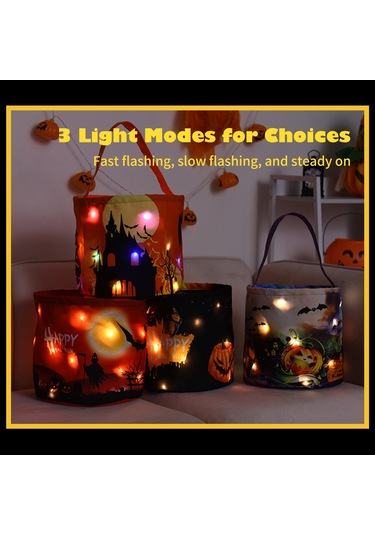 Xiyyadms Mor Led Işıklı Halloween Sepeti, 3 Işık Modu Hızlı/ Yavaş Flash, Sürekli Açık + 3 Adet Lr44 Pil, Çocuklar İçin Şeker Toplama Ve Dekorasyon Koli, Tek Adet Mor