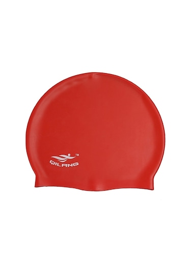 Yetişkin Düz Renk Su Geçirmez Silikon Yüzme Bonesi Kırmızı
