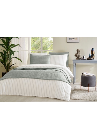 Özdilek Line 7 Parça Yatak Örtülü Pamuklu Gelin Seti-haki Haki - Ekru