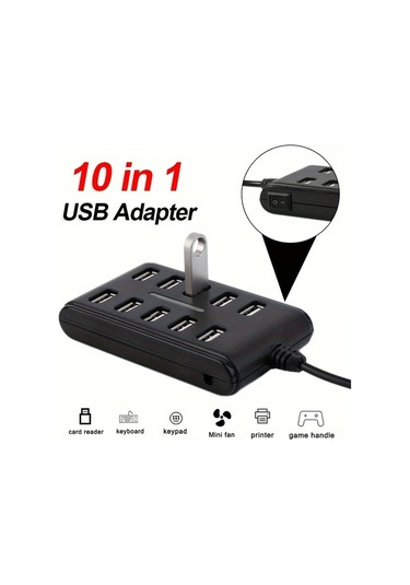 Oldfriend 10'lu Taşınabilir Usb Hub Multiport Adaptör Siyah Abs Yapı 36v Fare Klavye