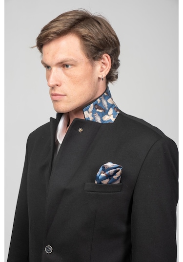 Cekmon Erkek Astarlı Çift Yırtmaçlı Örme Esnek Kumaşdan Yakası Ve Mendili Detaylı Klasik Ceket Çeşitli Çok Renkli