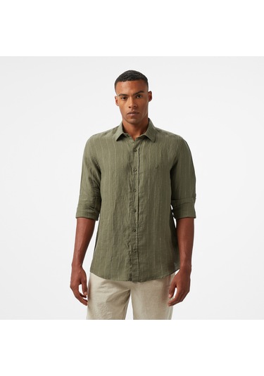 Nautica Erkek Yeşil Classic Fit Çizgili Gömlek Çizgili W55446t Yeşil