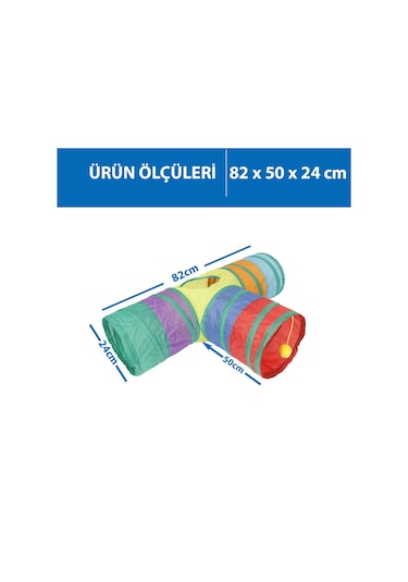 Herniks Üç Yollu T Şeklinde Katlanabilir Gökkuşağı Kedi Tüneli 82 CM