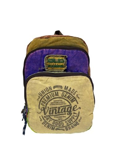 Kaliteli Vintage Disayn Sırt Gezi Çantası New Patchwork 5017 Mor - Sarı