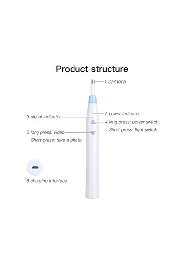 Skycity Z20 Wifi Kulak Bakımı Endoskopu - 5.5mm Küçük Lens, 1080p Hd Görüntü, 6 Led Işık, 250mah Şarjlı Pil, Mavi