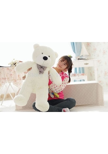 80 Cm Papyonlu Sevimli Peluş Şaşkın Ayı - Sevgiliye Özel Hediye Pembe