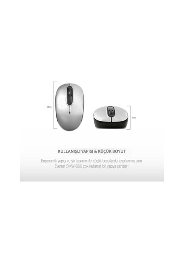 Everest SMW-666 Gümüş 2.4 Ghz Optik Usb Wireless Mouse