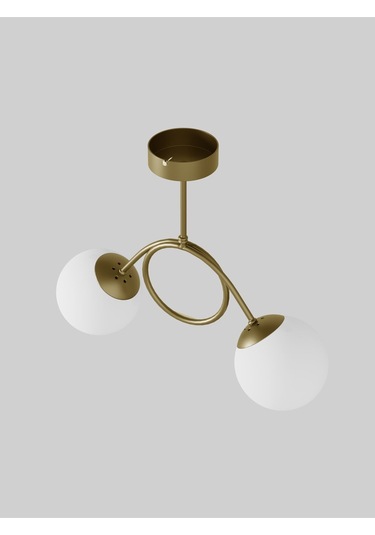 Arven Modern Metal Gövdeli 2'li Cam Küre Avize Yay Formlu Aydın Metal