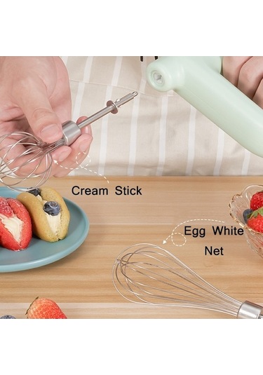 Cbtx Kablosuz El Elektrikli Yumurta Çırpıcı Kek Mikseri, Özellikler: Çift Çubuk Yeşil Soğan A Yeşil