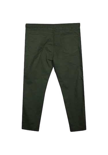 Erkek 118 -156 Kilo Arası İçin Uygun Lastikli Paça Bağcıklı Battal Boy Gabardin Pantolon Haki Haki